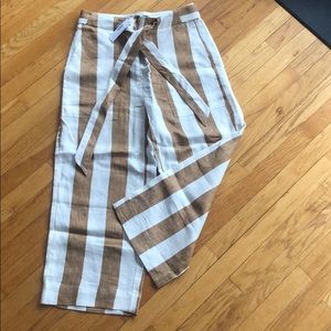 J.Crew Tie Waist Striped Linen Pant